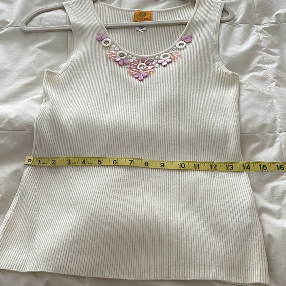 Ruby Rd. cream ribbed embellished shell - Picture 9 of 9